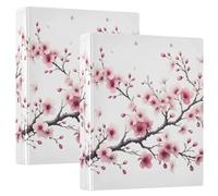 3 Ring Binder, Pink Sakura Flowers Round Ring Binder 1.5 Inch View-Binders 200 Sheets A4 Paper Binder Organizer for Home School Office, 2 Pack