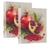 3 Ring Binder Pomegranate A4 Binders with Clip Hold 200 Sheets with PVC Pockets Files Organisation for School Office Supplies 2 Pack