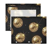 3 Ring Binder Pouch with Clear Window, Disco Balls Black Binder Pouch