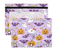 3 Ring Binder Pouches 2 Pack Waterproof Polyester Pencil Pouch with Clear Window, Standard 3 Hole for School Office Supplies Pastel Goth Valentine's Day Doodles Heart Candy Witchy