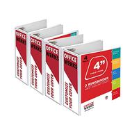 3 Ring Binder, Professional Angle D Ring 4 Inch, Presentation Folder for Standard Pages 8.5 x 11 with Pockets, Crystal Clear View White (4 Pack)