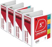 3 Ring Binder, Professional D Ring 5 Inch, Presentation Folder for Standard Pages 8.5 x 11 with Pockets, Crystal Clear View White (4 Pack)