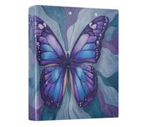 3 Ring Binder Purple Butterfly A4 Binders with Clip Hold 200 Sheets with PVC Pockets Files Organisation for School Office Supplies 1 Pack