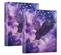3 Ring Binder Purple Eagle A4 Binders with Clip Hold 200 Sheets with PVC Pockets Files Organisation for School Office Supplies 2 Pack