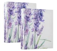 3 Ring Binder Purple Lavender Flower C 1.5 inch Binders Three Ring Binders with Clipboard Fit 8.5'' x 11'' Paper 3 Interior PVC Clear Pockets for Office Supplies