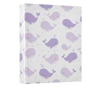 3 Ring Binder Purple Little Whale A4 Binders with Clip Hold 200 Sheets with PVC Pockets Files Organisation for School Office Supplies 1 Pack