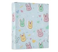 3 Ring Binder Rabbit Doodle Heart A4 Binders with Clip Hold 200 Sheets with PVC Pockets Files Organisation for School Office Supplies 1 Pack