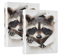 3 Ring Binder Raccoon Tore The Paper A4 Binders with Clip Hold 200 Sheets with PVC Pockets Files Organisation for School Office Supplies 2 Pack