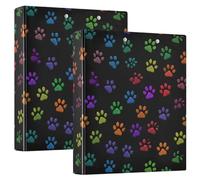 3 Ring Binder Rainbow Paw Prints A4 Binders with Clip Hold 200 Sheets with PVC Pockets Files Organisation for School Office Supplies 2 Pack