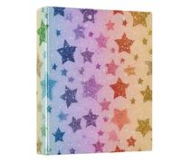 3 Ring Binder Rainbow Star Glitter Pattern 1.5 inch Binders Three Ring Binders with Clipboard Fit 8.5'' x 11'' Paper 3 Interior PVC Clear Pockets for Office Supplies