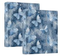 3 Ring Binder Smoke Butterfly A4 Binders with Clip Hold 200 Sheets with PVC Pockets Files Organisation for School Office Supplies 2 Pack