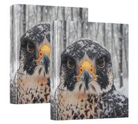 3 Ring Binder Snow Falcon A4 Binders with Clip Hold 200 Sheets with PVC Pockets Files Organisation for School Office Supplies 2 Pack