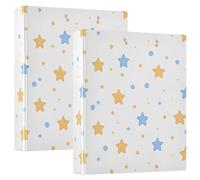 3 Ring Binder Star Pattern A4 Binders with Clip Hold 200 Sheets with PVC Pockets Files Organisation for School Office Supplies 2 Pack
