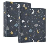 3 Ring Binder Star Star Moon Ryounbo A4 Binders with Clip Hold 200 Sheets with PVC Pockets Files Organisation for School Office Supplies 2 Pack