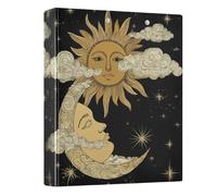 3 Ring Binder Sun Moon and Clouds Star A4 Binders with Clip Hold 200 Sheets with PVC Pockets Files Organisation for School Office Supplies 1 Pack