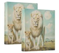 3 Ring Binder The Lion Family A4 Binders with Clip Hold 200 Sheets with PVC Pockets Files Organisation for School Office Supplies 2 Pack