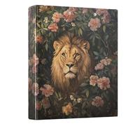 3 Ring Binder The Lion in The Pink Flower A4 Binders with Clip Hold 200 Sheets with PVC Pockets Files Organisation for School Office Supplies 1 Pack