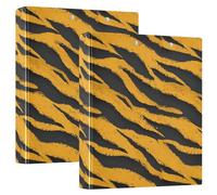 3 Ring Binder Tiger Stripe A4 Binders with Clip Hold 200 Sheets with PVC Pockets Files Organisation for School Office Supplies 2 Pack