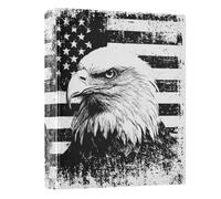 3 Ring Binder Vintage Black White American Flag Eagle A4 Binders with Clip Hold 200 Sheets with PVC Pockets Files Organisation for School Office Supplies 1 Pack
