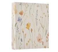 3 Ring Binder Vintage Watercolour Wildflowers A4 Binders with Clip Hold 200 Sheets with PVC Pockets Files Organisation for School Office Supplies 1 Pack