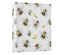 3 Ring Binder Watercolor Bee A4 Binders with Clip Hold 200 Sheets with PVC Pockets Files Organisation for School Office Supplies 1 Pack