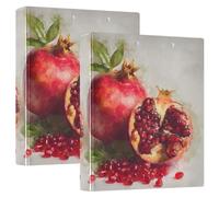 3 Ring Binder Watercolor Pomegranate A4 Binders with Clip Hold 200 Sheets with PVC Pockets Files Organisation for School Office Supplies 2 Pack