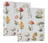 3 Ring Binder Watercolor Wild Mushrooms A4 Binders with Clip Hold 200 Sheets with PVC Pockets Files Organisation for School Office Supplies 2 Pack
