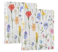 3 Ring Binder Watercolour Flower A4 Binders with Clip Hold 200 Sheets with PVC Pockets Files Organisation for School Office Supplies 2 Pack