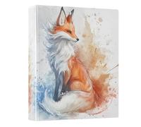 3 Ring Binder Watercolour Fox A4 Binders with Clip Hold 200 Sheets with PVC Pockets Files Organisation for School Office Supplies 1 Pack