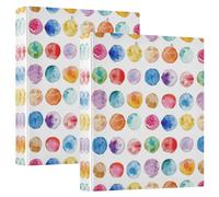 3 Ring Binder Watercolour Polka Dot A4 Binders with Clip Hold 200 Sheets with PVC Pockets Files Organisation for School Office Supplies 2 Pack
