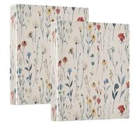 3 Ring Binder Watercolour Wildflowers A4 Binders with Clip Hold 200 Sheets with PVC Pockets Files Organisation for School Office Supplies 2 Pack