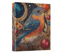 3 Ring Binder Western Birds Blue A4 Binders with Clip Hold 200 Sheets with PVC Pockets Files Organisation for School Office Supplies 1 Pack