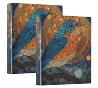 3 Ring Binder Western Blue Birds A4 Binders with Clip Hold 200 Sheets with PVC Pockets Files Organisation for School Office Supplies 2 Pack