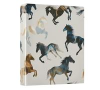 3 Ring Binder Western Brown Horse 1.5 inch Binders Three Ring Binders with Clipboard Fit 8.5'' x 11'' Paper 3 Interior PVC Clear Pockets for Office Supplies