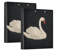 3 Ring Binder White Swan A4 Binders with Clip Hold 200 Sheets with PVC Pockets Files Organisation for School Office Supplies 2 Pack