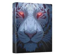 3 Ring Binder White Tiger Face A4 Binders with Clip Hold 200 Sheets with PVC Pockets Files Organisation for School Office Supplies 1 Pack