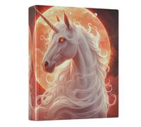 3 Ring Binder White Unicorn Under The Moon A4 Binders with Clip Hold 200 Sheets with PVC Pockets Files Organisation for School Office Supplies 1 Pack