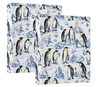 3 Ring Binder Winter Penguins A4 Binders with Clip Hold 200 Sheets with PVC Pockets Files Organisation for School Office Supplies 2 Pack