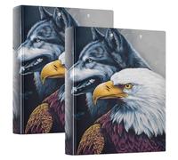 3 Ring Binder Wolf Eagle A4 Binders with Clip Hold 200 Sheets with PVC Pockets Files Organisation for School Office Supplies 2 Pack