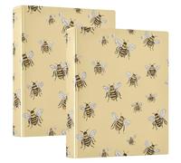 3 Ring Binder Yellow Bee A4 Binders with Clip Hold 200 Sheets with PVC Pockets Files Organisation for School Office Supplies 2 Pack