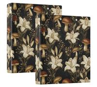 3 Ring Binders 1.5 Inch Clear View Three Ring Binders Versatile Lily and Brown Mushroom Binder Fits 200 Sheets 2 Pack