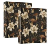 3 Ring Binders 1.5 Inch Clear View Three Ring Binders Versatile Lily Brown Mushroom Binder Fits 200 Sheets 2 Pack