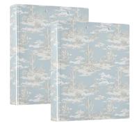 3 Ring Binders 1.5 Inch Clear View Three Ring Binders Versatile Pale Blue Cacti Binder Fits 200 Sheets 2 Pack