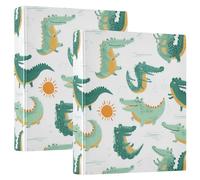 3 Ring Binders 1.5 Inch Clear View Three Ring Binders Versatile Pale Green Crocodiles Binder Fits 200 Sheets 2 Pack
