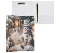 3 Ring Binders 1.5 Inch, Romantic Snowman Cute Binder Three Ring with 3 Interior Pockets, Basic Binder Notebook for School Office Supplies, 1 Pack