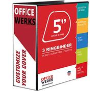 3 Ring Binders, 5" Capacity D-Rings, 8.5" x 11" Presentation Folder with Pockets, Durable Non-Stick Clear Cover for Documents, Files, Projects (Black)