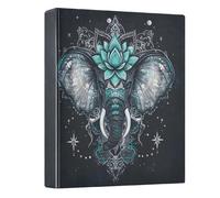 3 Ring Binders Teal Mandala Floral Elephant 1.5 Inch Round Ring Binders with Pockets Decorative Clipboard Binder Holds 200 Sheets View Binder for Home School Office,1 Pack