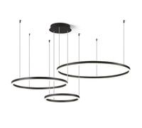 3 Ring LED Chandelie for Large Space,Contemporary Round Chandelier Ceiling Light Fixture with Remote Control Dimmable,Adjustable Height Hanging Lamp for Foyer,Entrance,Living(20+40+60cm, Black)