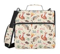 3 Ring Zipper Binder Cute Fall Woodland Animals, 1.5 Inch Ring Binder Organizer Bag with Shoulder Strap Fits 13 Inch Laptop and 500 Sheets