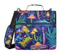3 Ring Zipper Binder Fantasy Mushroom Pattern, 1.5 Inch Ring Binder Organizer Bag with Shoulder Strap Fits 13 Inch Laptop and 500 Sheets